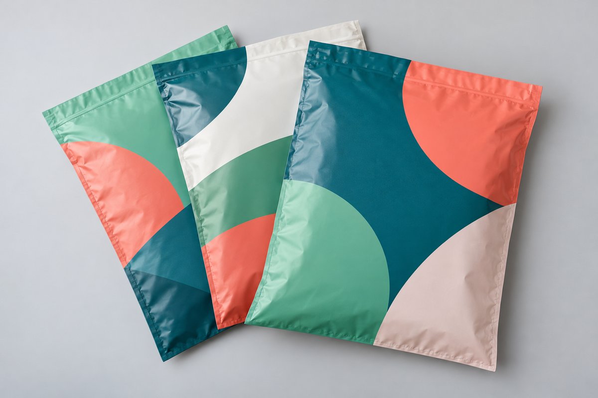 Custom printed poly mailers with brand graphics