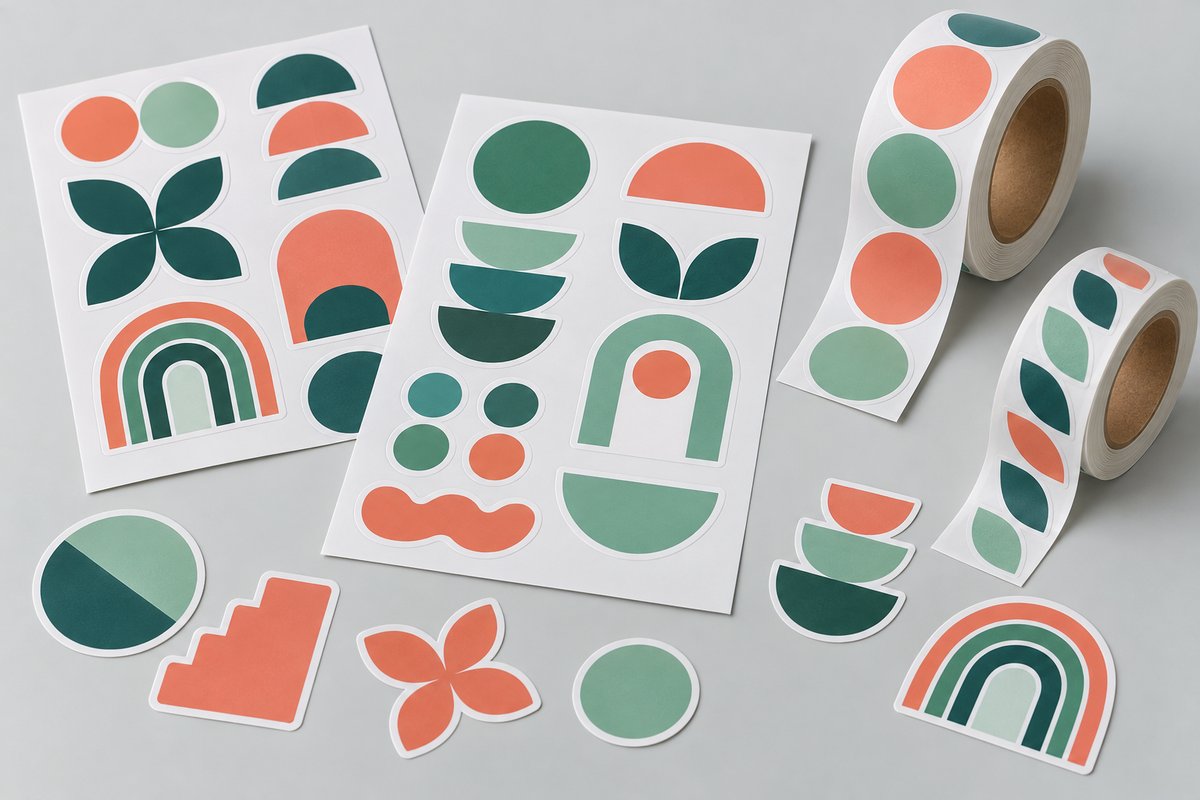Custom printed die-cut stickers in brand colours