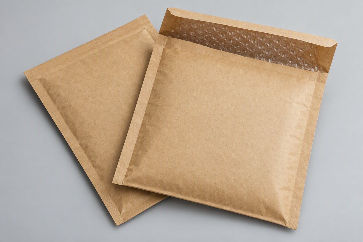 Bubble Mailers Kraft paper bubble mailers with recycled paper surface